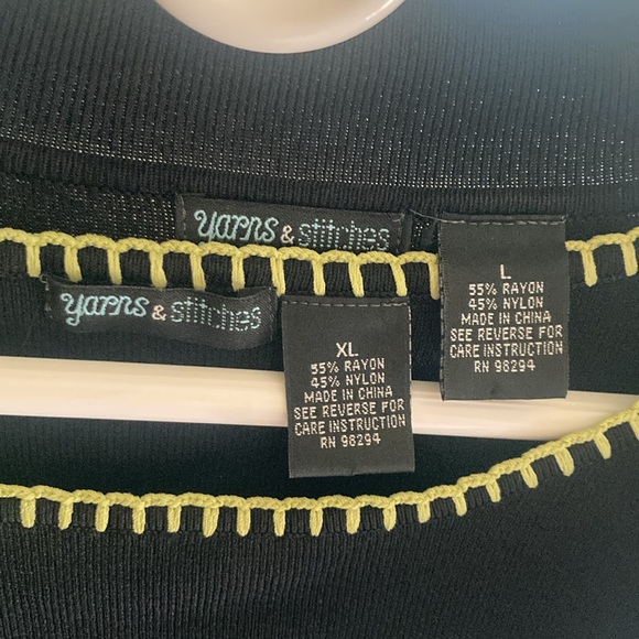 2 piece set of tank with cardigan in black with lime gre trim - Picture 7 of 7